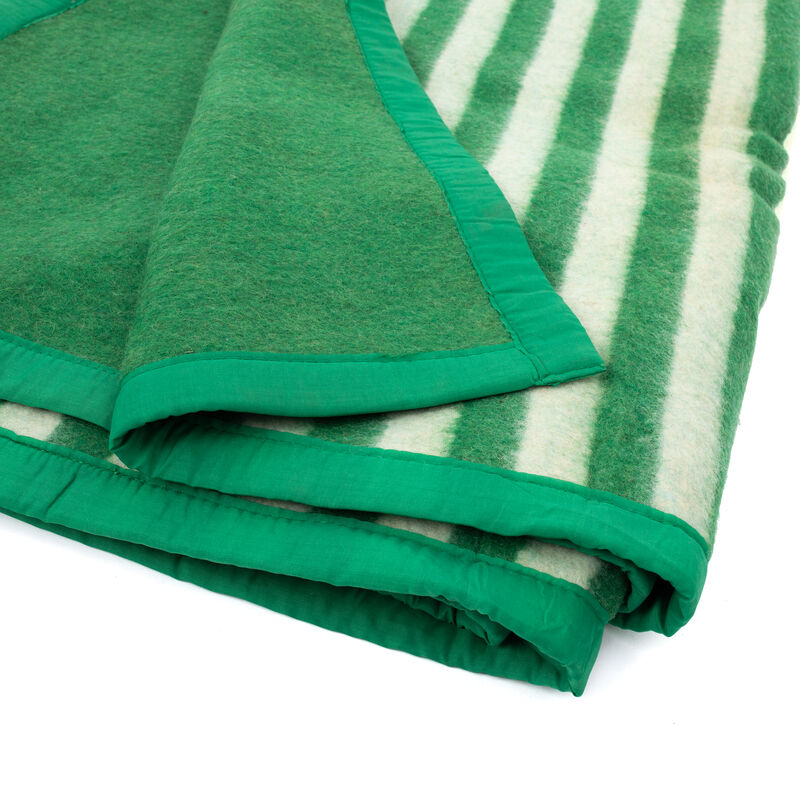 Romanian Wool Blanket w/Green Stripes | Used, , large image number 2